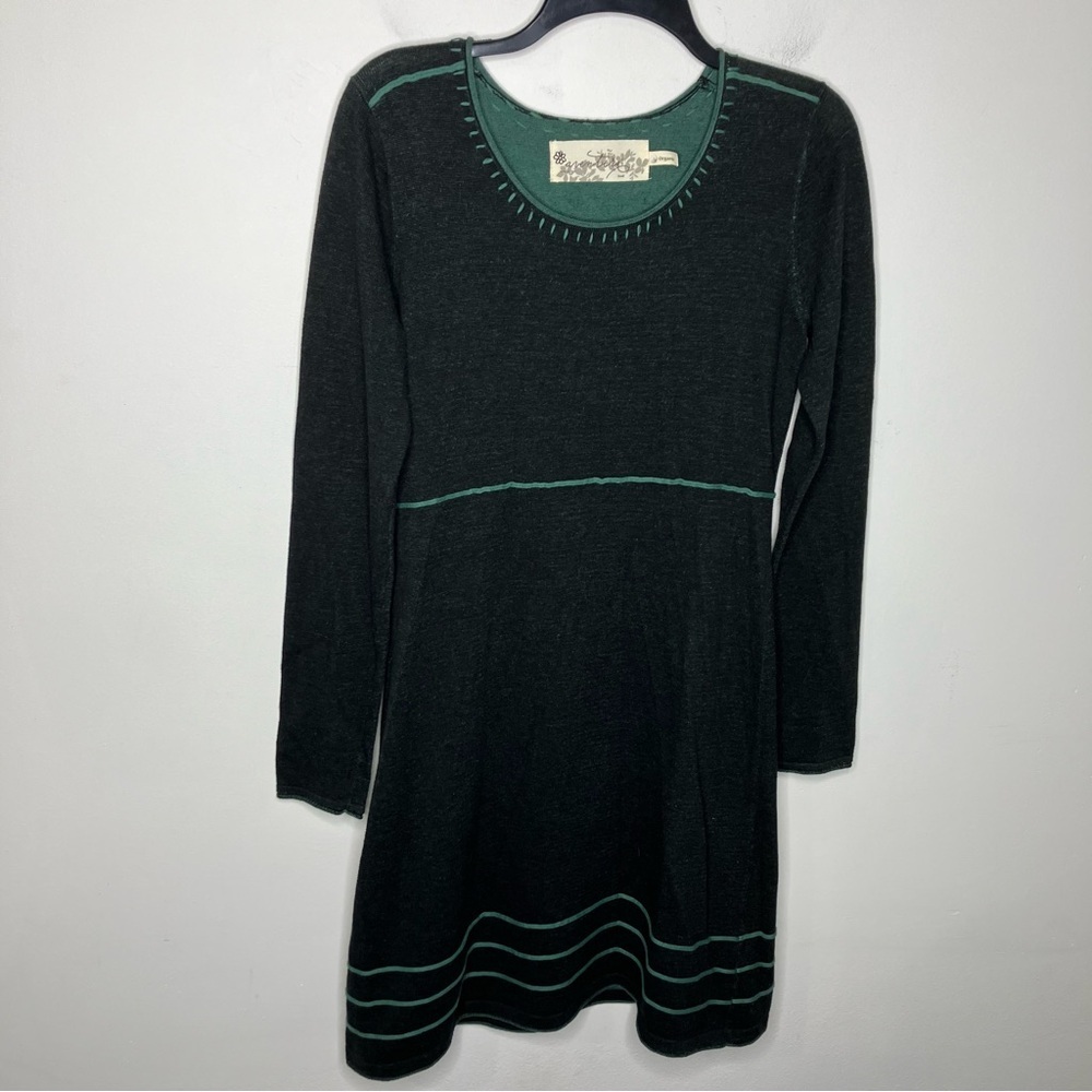 Aventura organic Cotton sweater dress gray green womens size small natural fiber